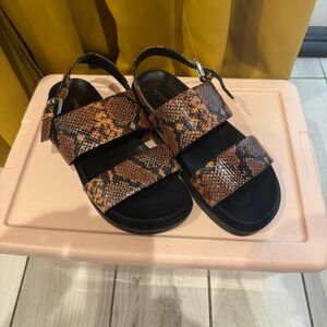 AEROSOLES Brown Snake Print Sandals